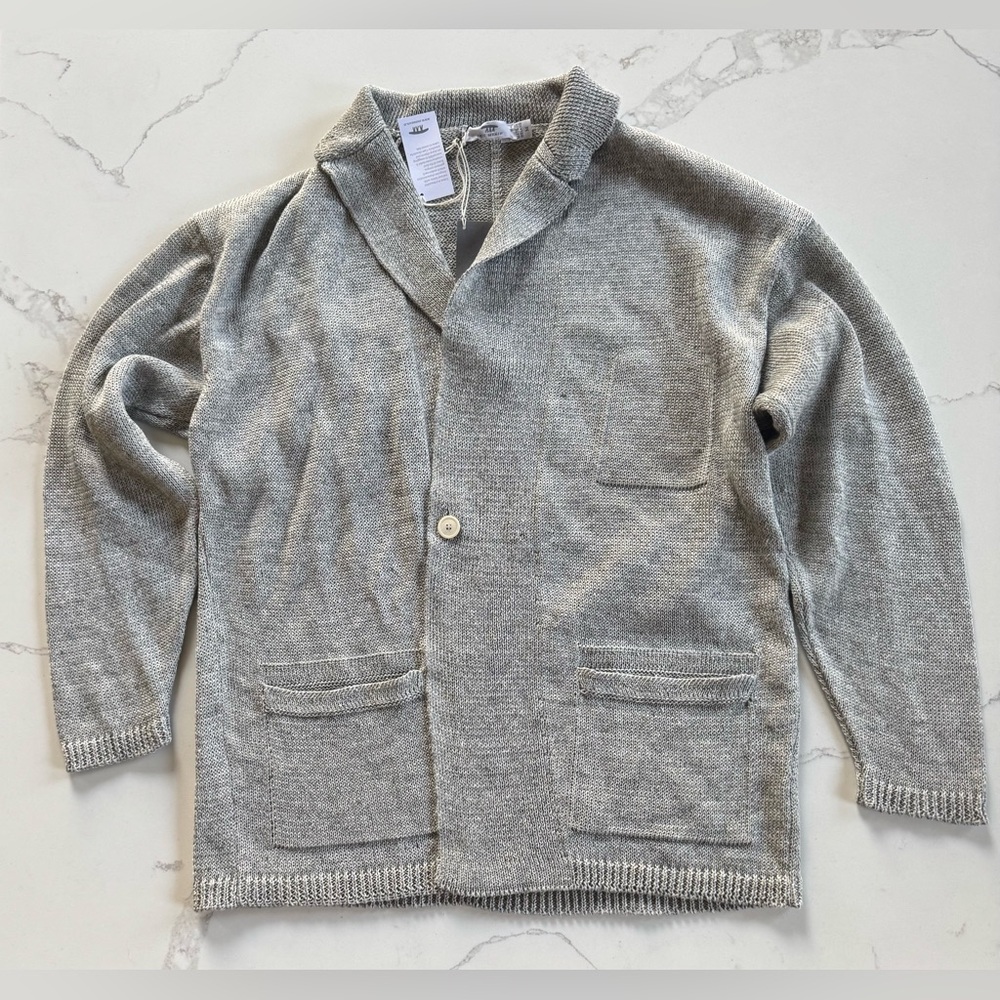 Inis Meáin Linen Relaxed Jacket  in crisp papyrus grey